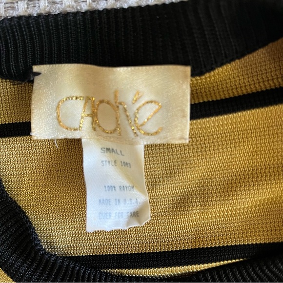 CACHE RIBBED METALLIC GOLD STRIPED SHIRT WOMENS SIZE SMALL - Picture 9 of 9